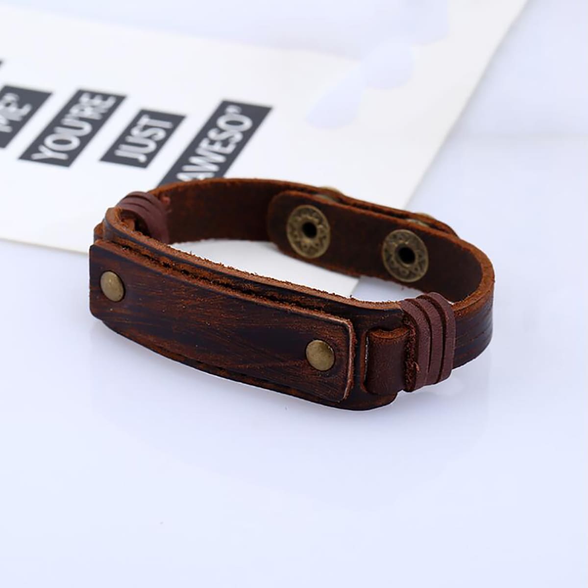 

Guys PU Leather Bracelet, Brown