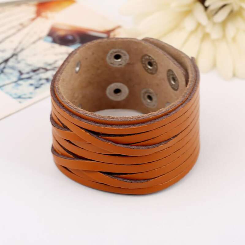 

Guys Metal Button Bracelet, Brown