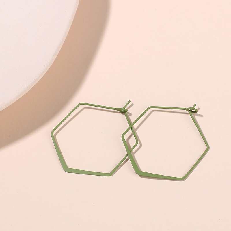 

1pair Geometric Hoop Earrings, Green