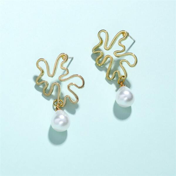 

1pair Pearl Earrings, Gold