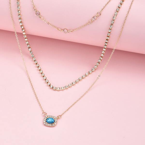 

Gemstone Charm Layered Necklace, Multicolor