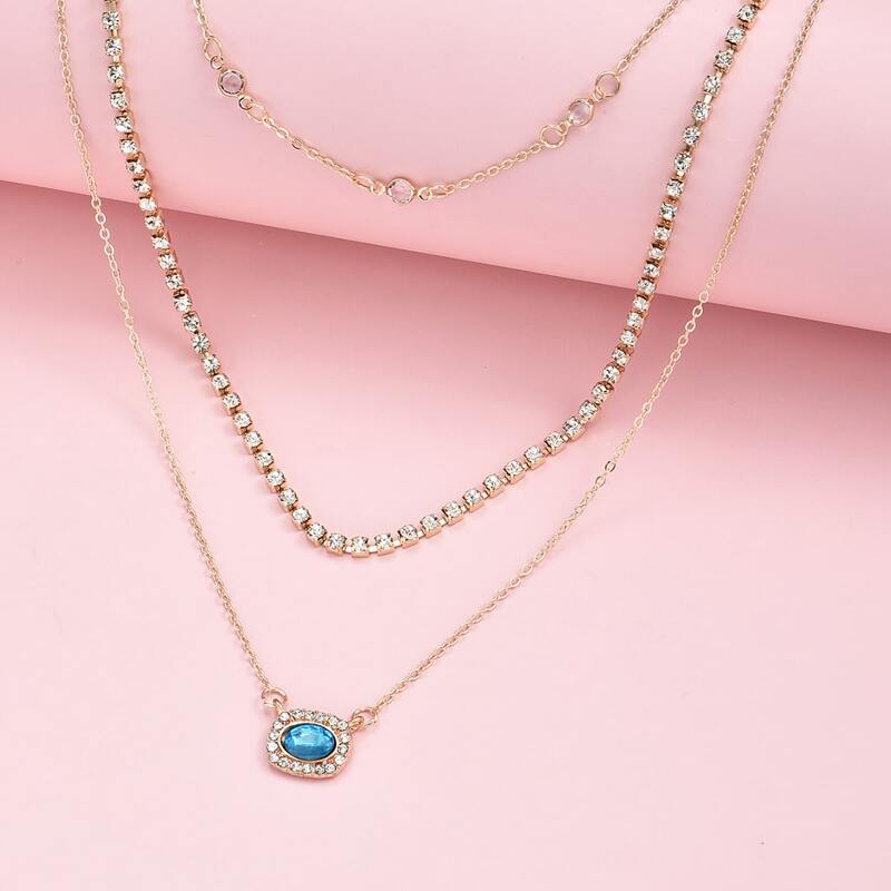 

Gemstone Charm Layered Necklace, Multicolor