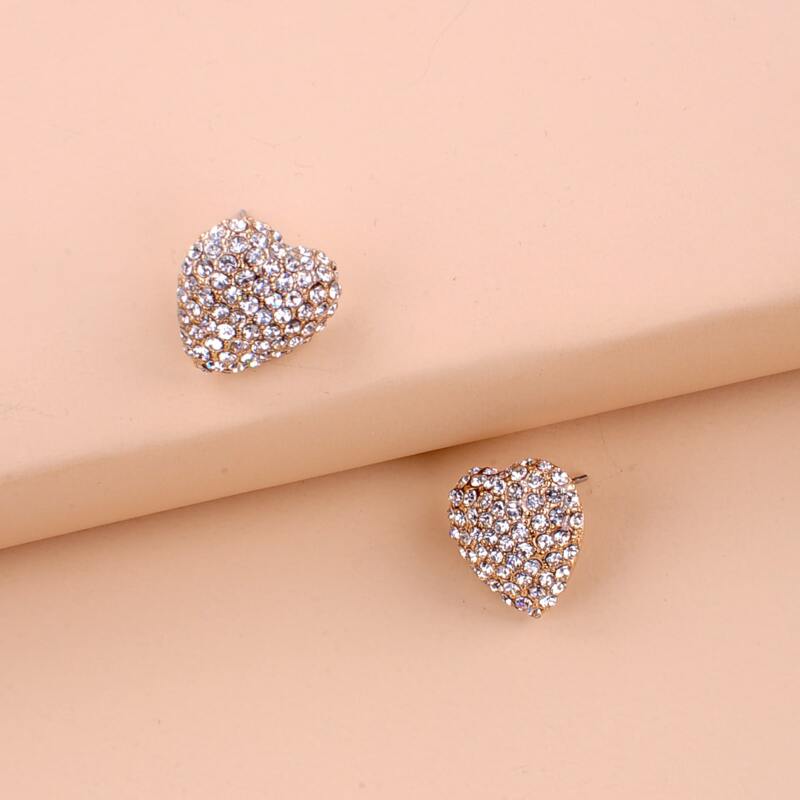 

1pair Heart Stud Earrings, Silver