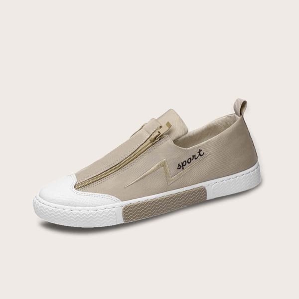 

Men Cap Toe Zip Front Sneakers, Khaki