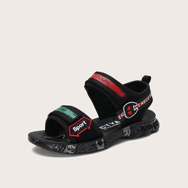 

Boys Letter Graphic Ankle Strap Sandals, Black