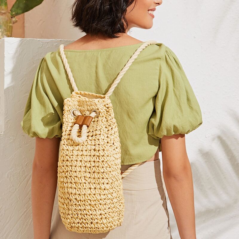 

Minimalist Woven Backpack, Khaki
