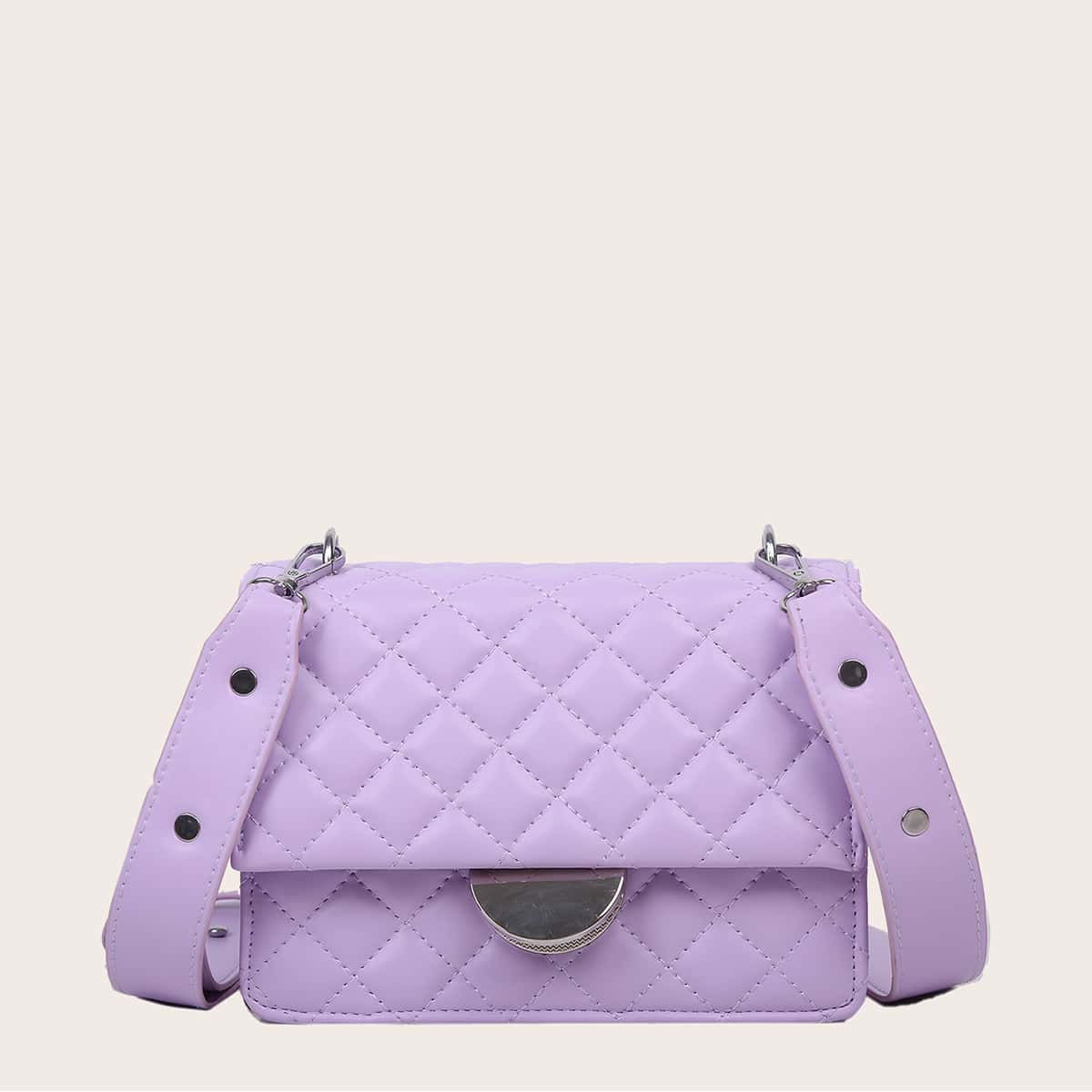 

Quilted Flap Crossbody Bag, Purple