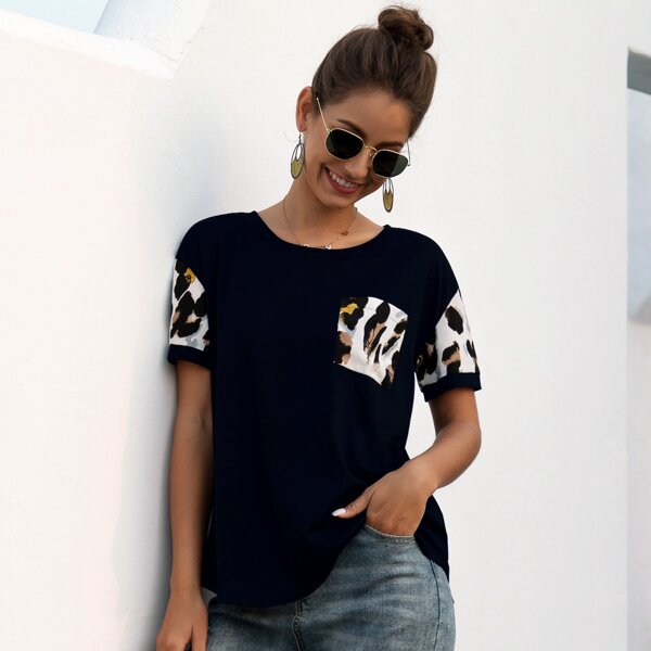 

Contrast Pocket Short Sleeve Tee, Navy blue