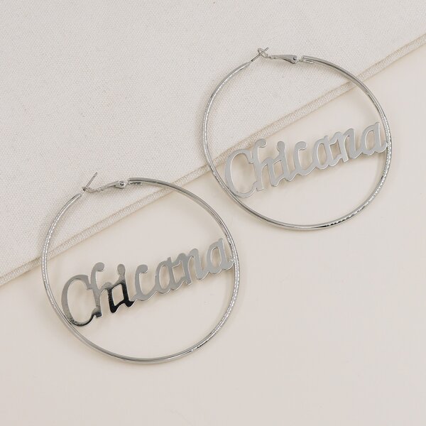 

1pair Letter Earrings, Silver
