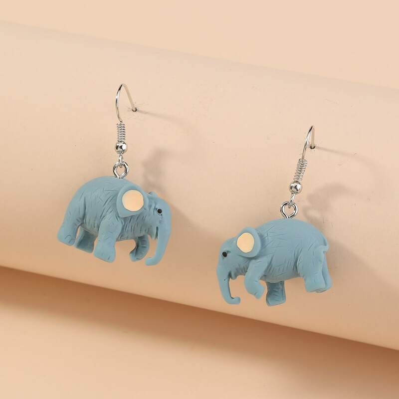 

1pair Calf Elephant Earrings, Blue
