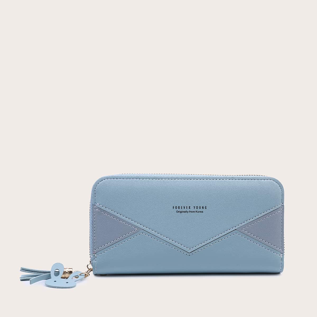 

Tassel Charm Zip Around Purse, Blue