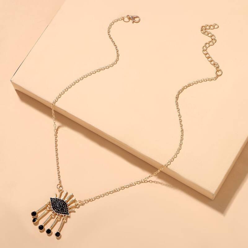 

Rhinestone Engraved Necklace, Multicolor