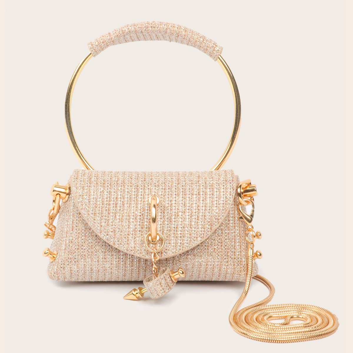 

Mini Flap Satchel Bag, Beige