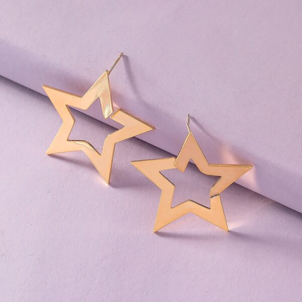 

1pair Five-pointed Star Earrings, Gold