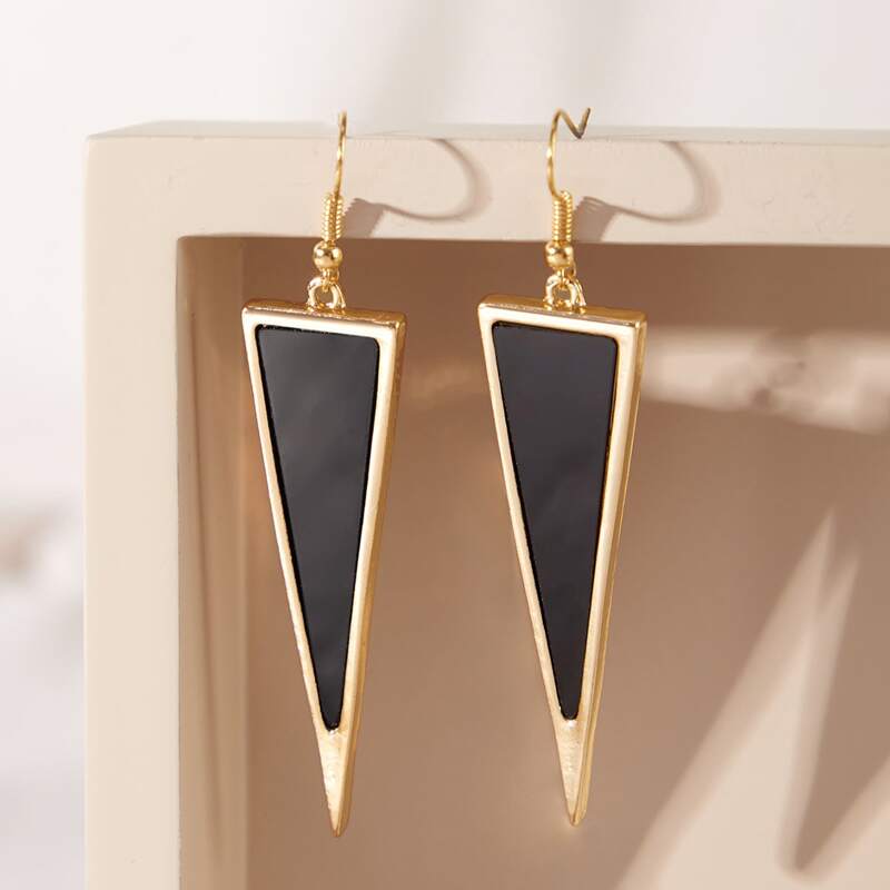 

1pair Triangle Earrings, Black