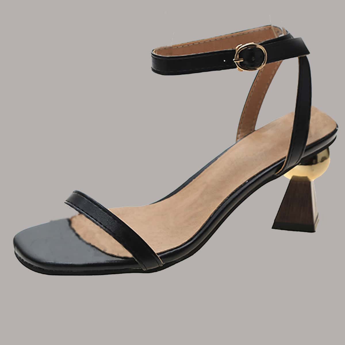 

Two Part Ankle Strap Heels, Black