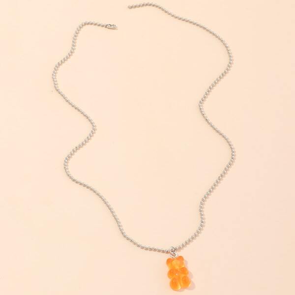 

Bear Charm Necklace, Multicolor