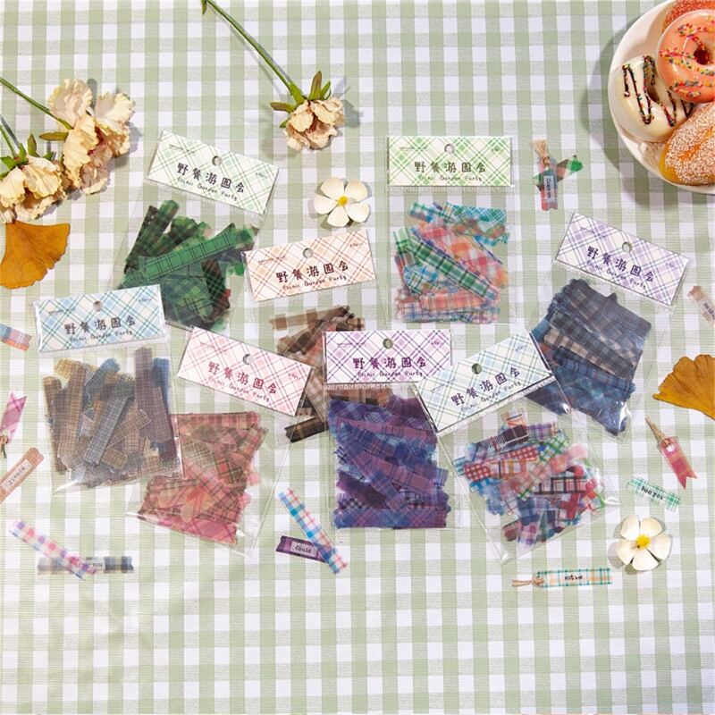 

1pack Plaid Pattern Random Sticker, Multicolor