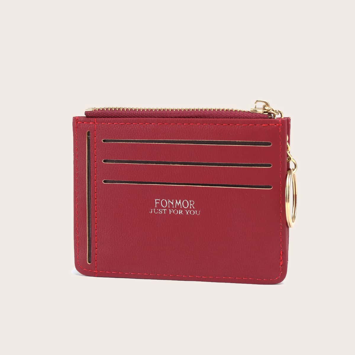 

Letter Graphic Purse With Keychain, Red