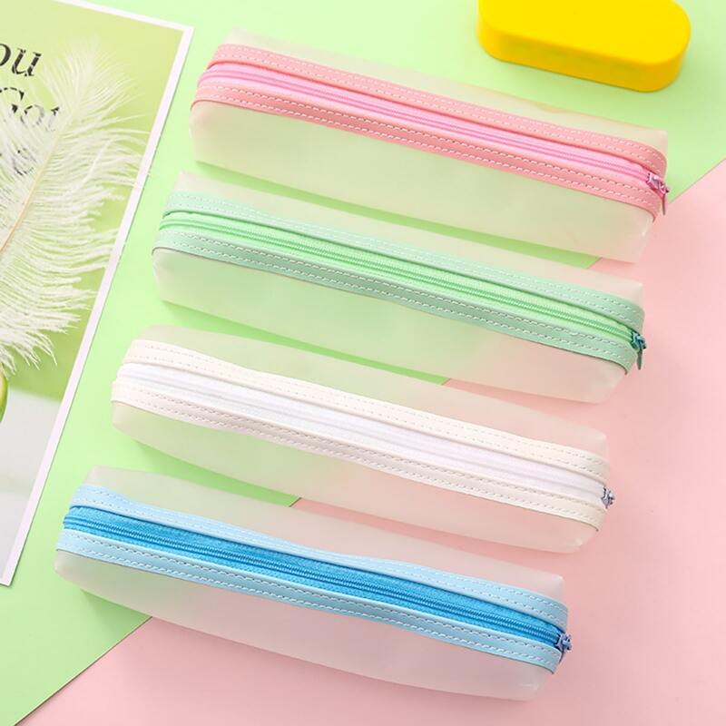 

1pc Simple Translucent Pencil Case, Multicolor