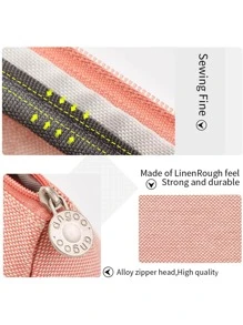 1pc Portable Solid Pencil Case - Pink - View 6