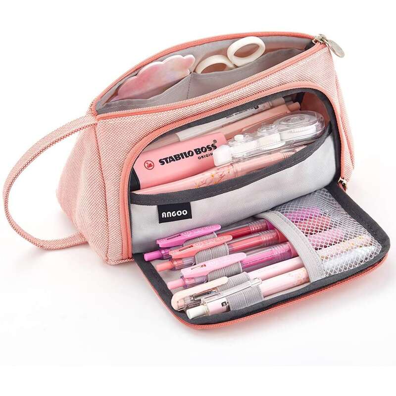

1pc Portable Solid Pencil Case, Pink