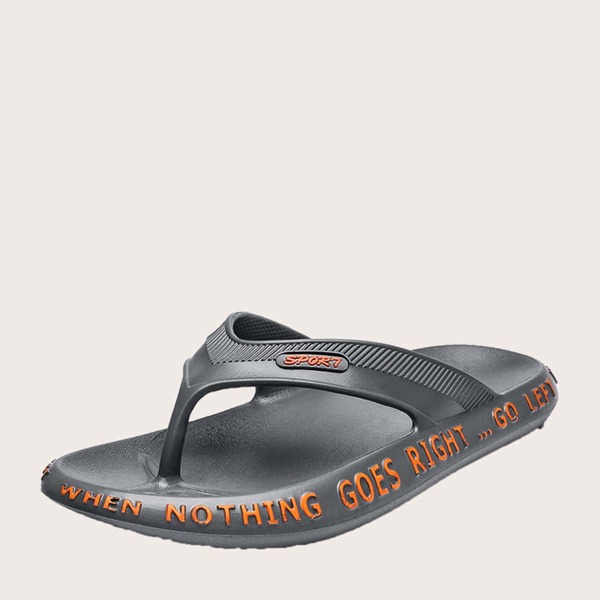 

Men Letter Graphic Flip Flops, Grey
