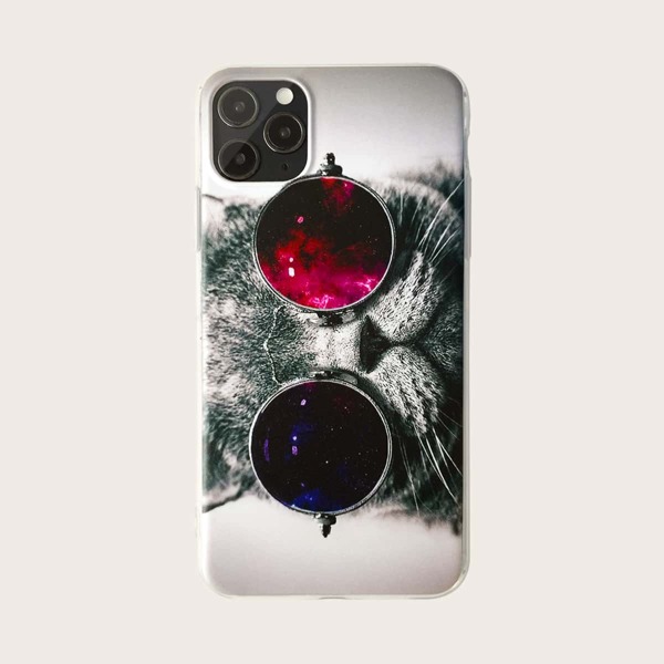 

Cat Print iPhone Case, Grey