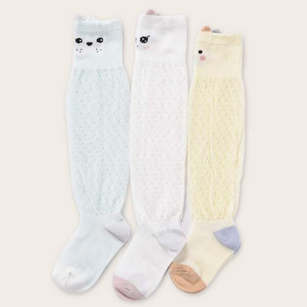 

3pairs Baby Cartoon Graphic Socks, Multicolor