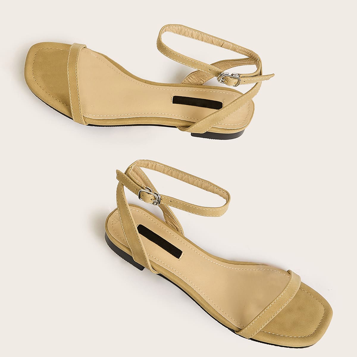 

Open Toe Ankle Strap Sandals, Khaki