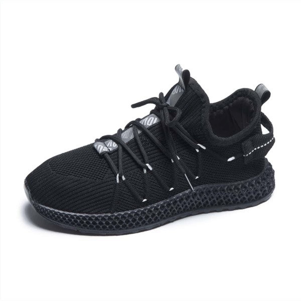 

Lace-up Front Low Cut Knit Sneakers, Black