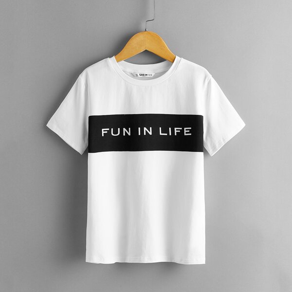 

Boys Slogan Graphic Colorblock Tee, White