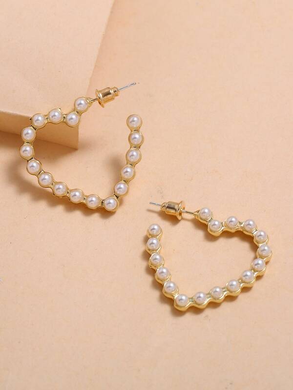 Faux Pearl Heart Earrings SHEIN UK