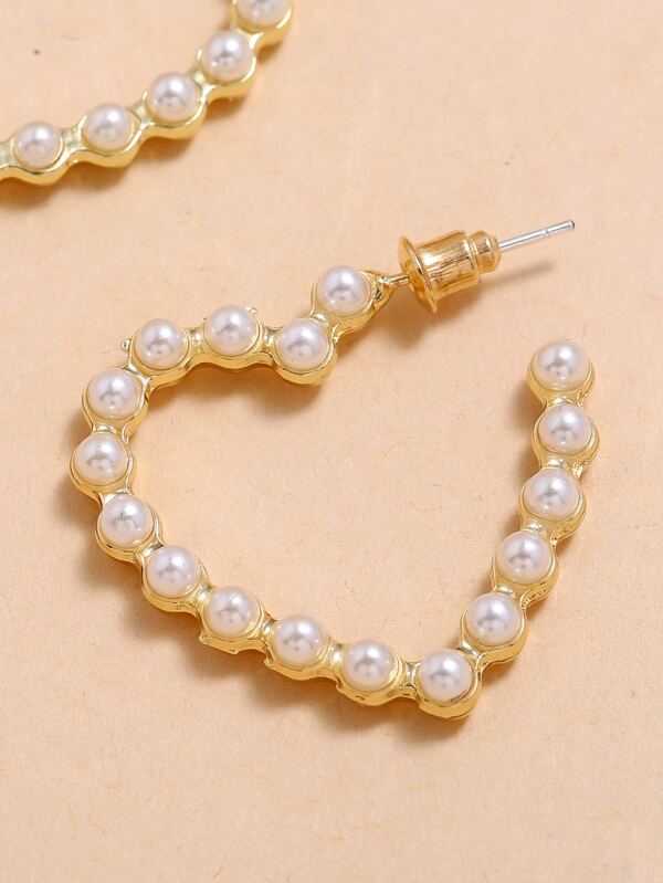 Faux Pearl Heart Earrings SHEIN UK