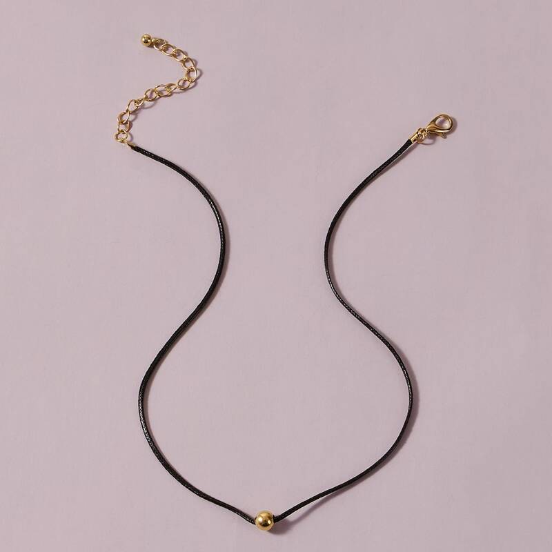 

Bead Charm Necklace, Black