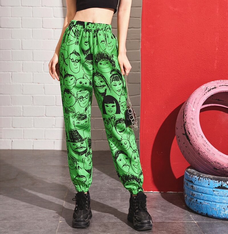 

All Over Figure Print Pants, Green