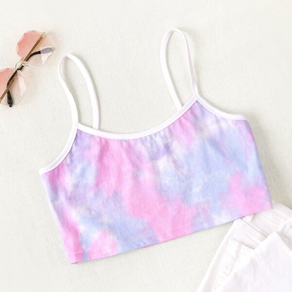 

Contrast Binding Tie Dye Cami Top, Multicolor