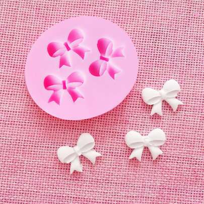 1pc Bow Shaped Baking Mold, Pink Candy Mold For Baking