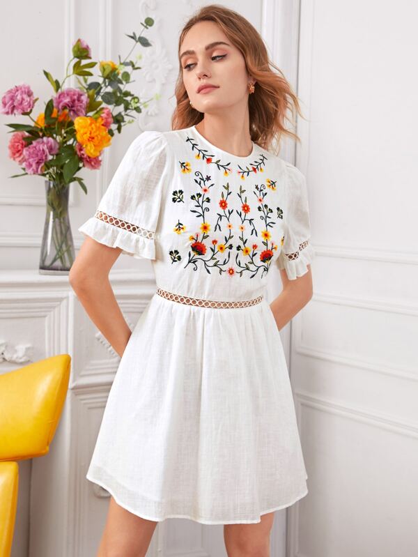 shein floral embroidered dress