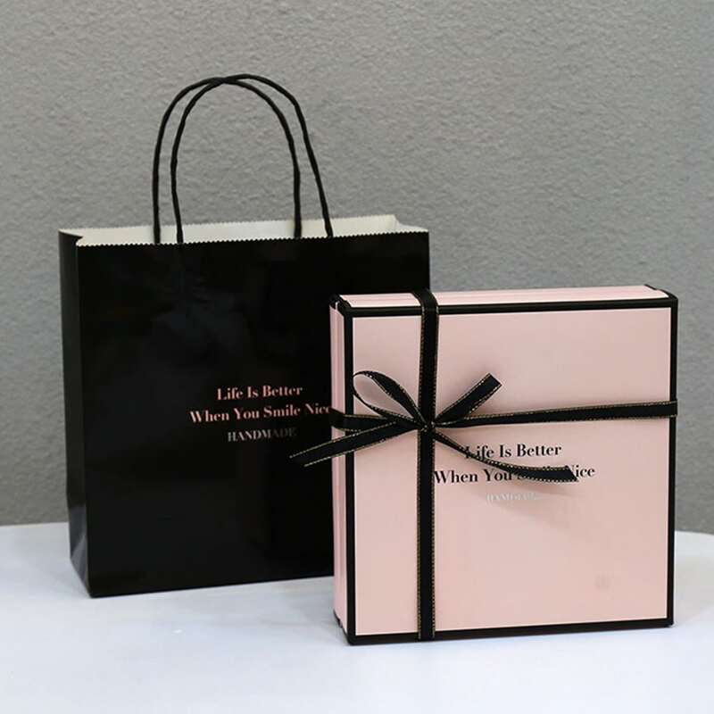

1pc Slogan Graphic Gift Box With Bag, Multicolor