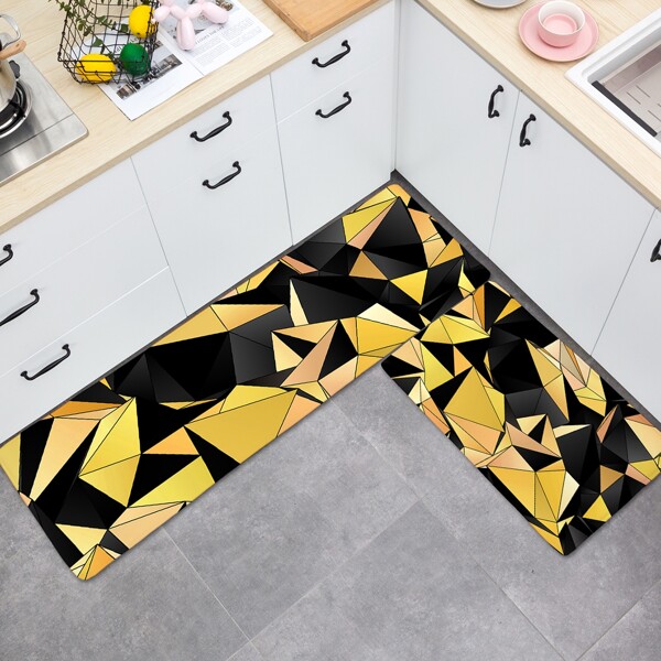 

1pc Geometric Print Carpet, Multicolor