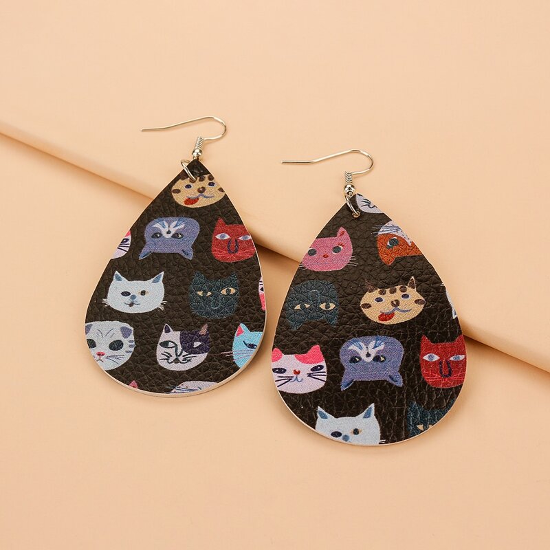 

Cartoon Graphic Water Drop Earrings, Multicolor