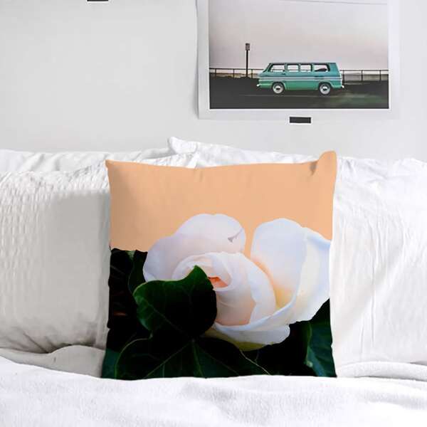 

1pc Flower Print Cushion Cover Without Filler, Multicolor