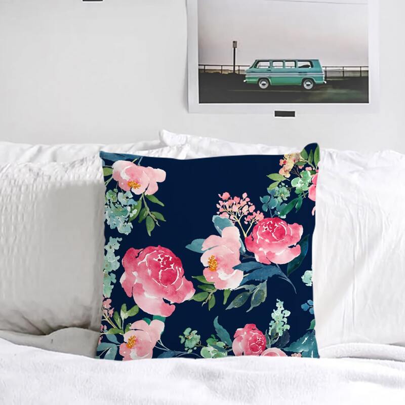 

1pc Flower Print Cushion Cover Without Filler, Multicolor