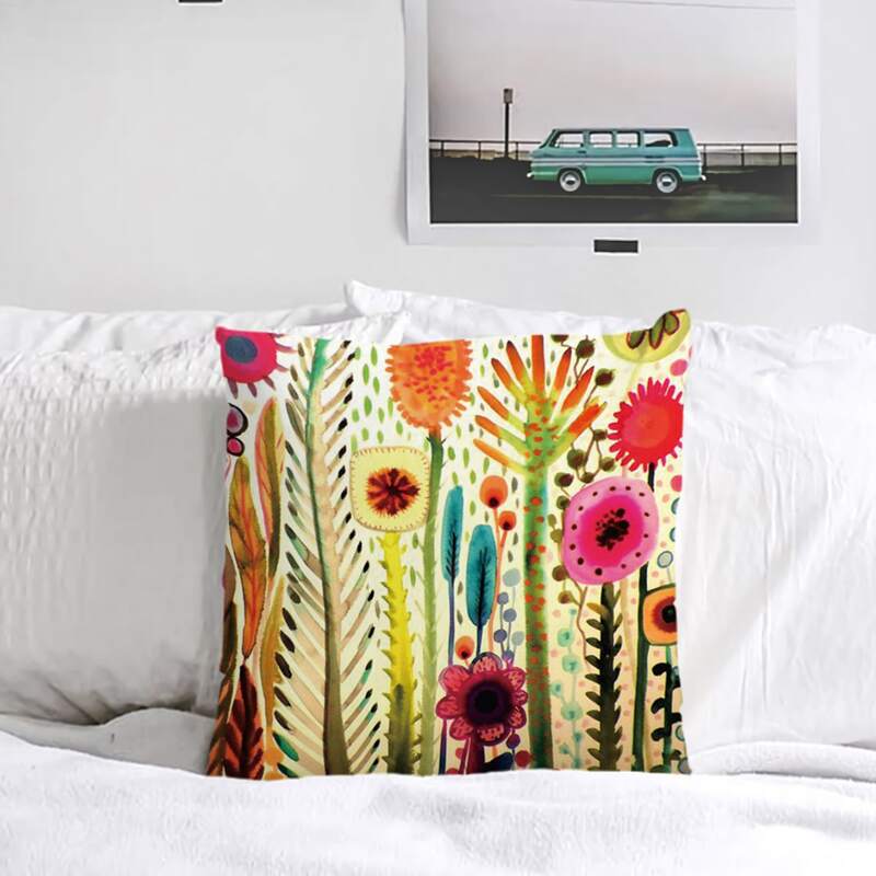 

1pc Floral Print Cushion Cover Without Filler, Multicolor
