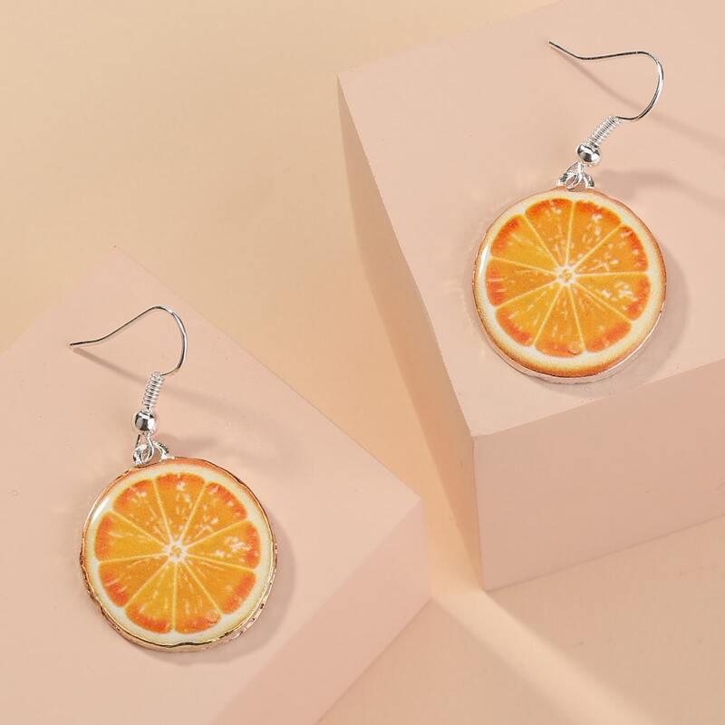 

Orange Charm Drop Earrings
