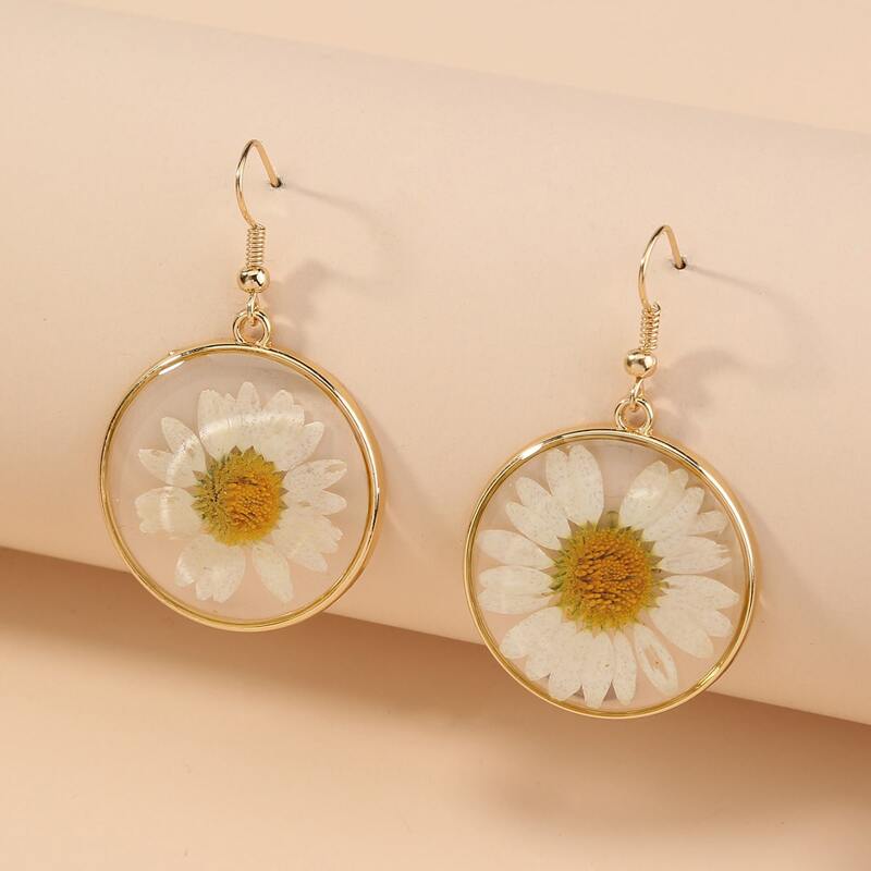 

Floral Pattern Drop Earrings, Multicolor