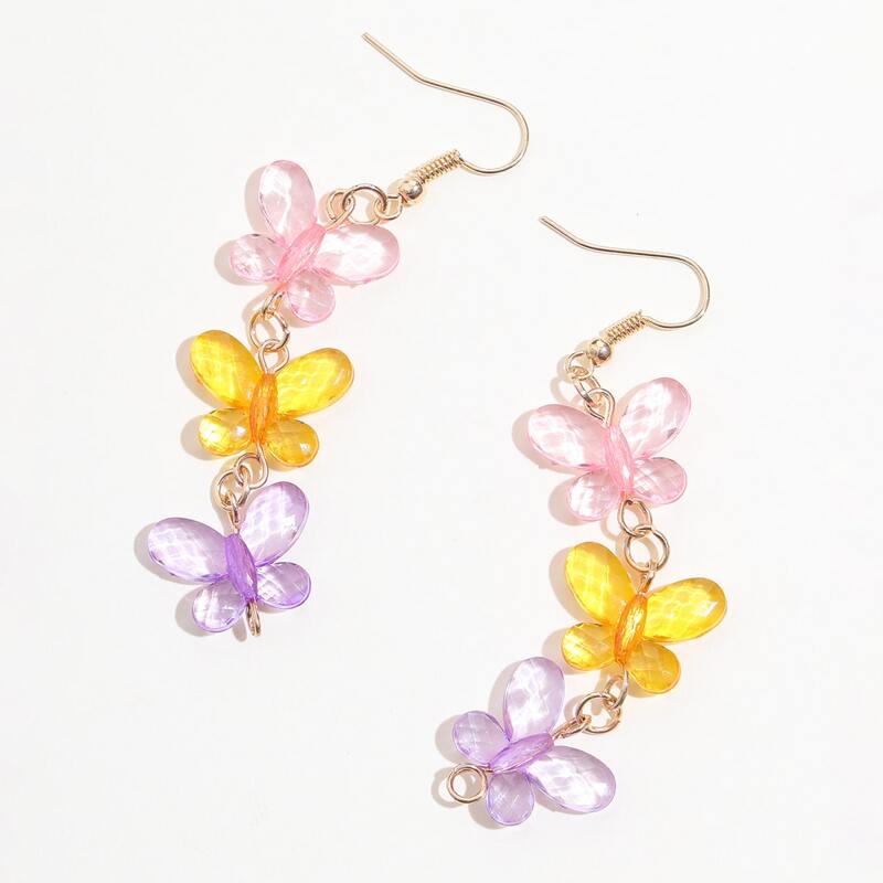 

Butterfly Charm Drop Earrings, Multicolor