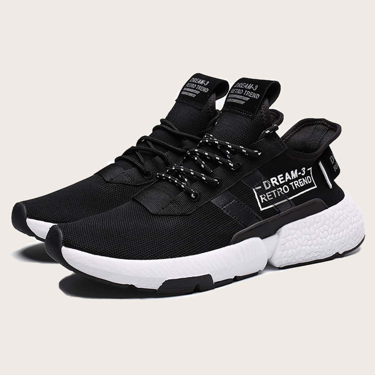 

Guys Lace-up Front Letter Graphic Sneakers, Black