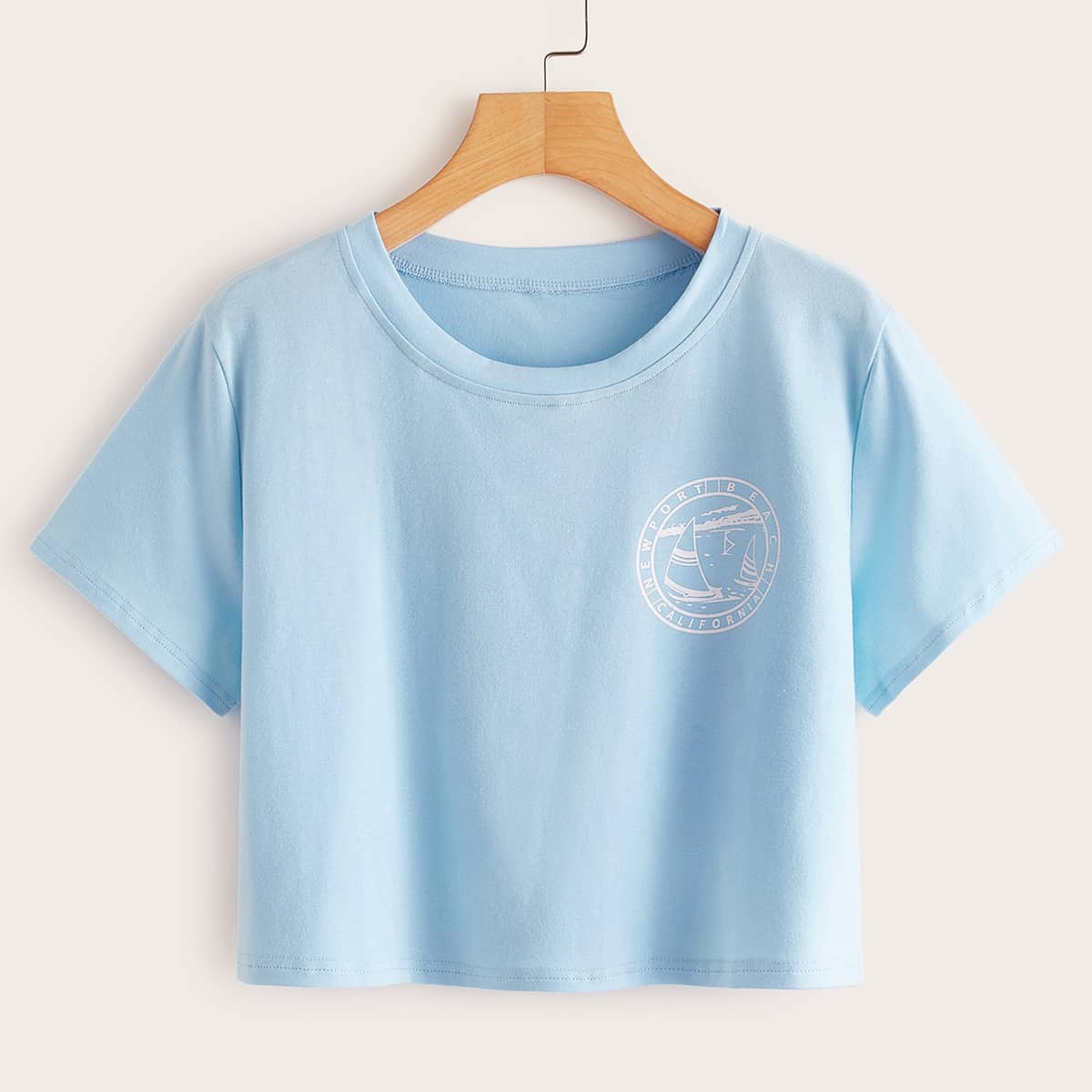 

Crop Blue Tee, Baby blue